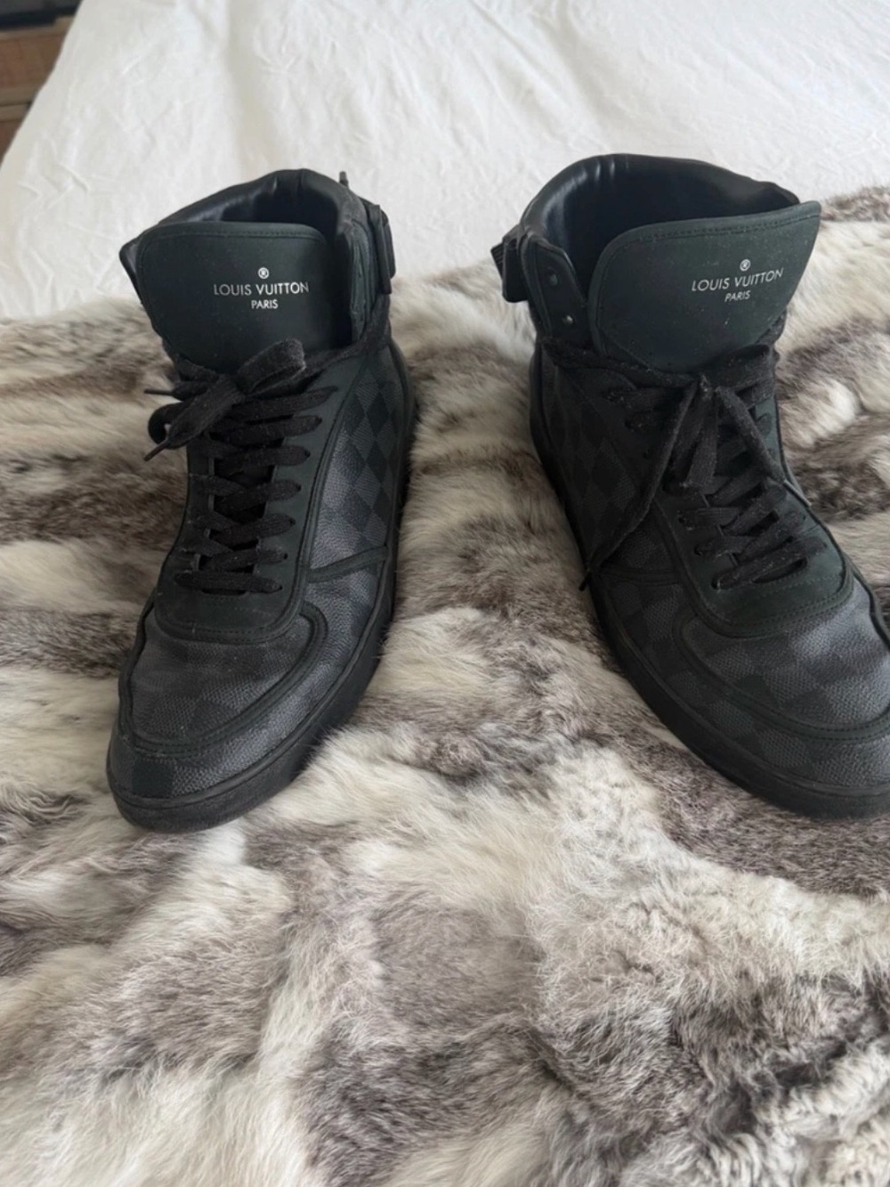 Louis Vuitton Men’s Black Damier High-Top Sneakers